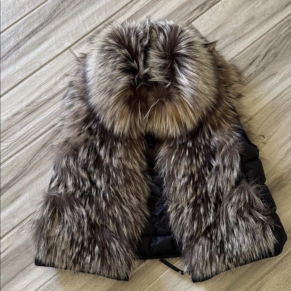Gorski Fox Fur Reversible Down Filled Vest NWT $2,500 Ski Apres Medium